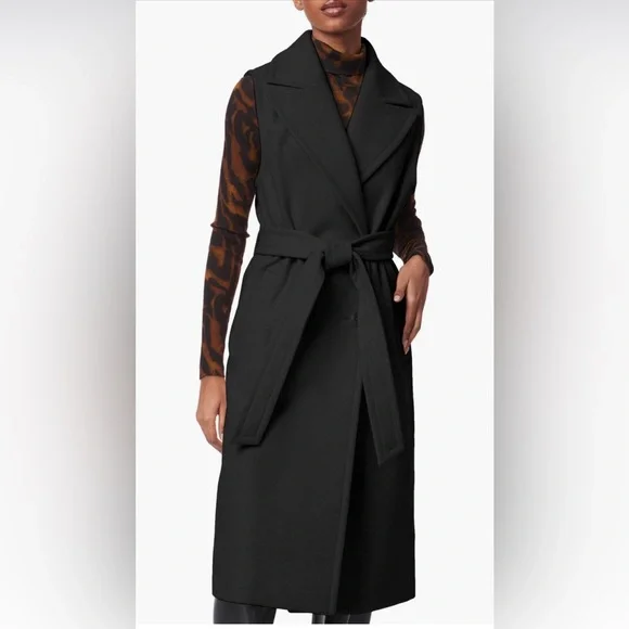 NWOT Bernardo Black Sleeveless Belted Vest - Picture 1 of 4